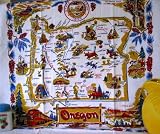 Oregon State Map Flour Sack Kitchen Towel