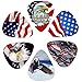 American Flag Guitar Picks Collection (12-pack)...Awesome Patriotic picks show your support for this great country, America!...Custom Printed Modern Designs feature the American Flag and Bald Eagle...GREAT GIFT for pickers of ALL ages.