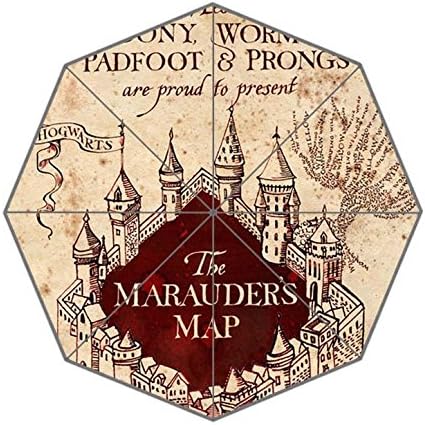 THE-MARAUDERS-MAP Harry Potter Pattern Print Custom Cool Design Fashion Portable Foldable Umbrella,Women Umbrella,Men Umbrella,Children Umbrella,Girl Gift,Boy Gift