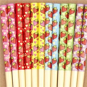 Baguettes color� Fraise s�rie 6 coeurs paires