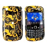 For Blackberry Curve 8520 Hard Case Brown Swirl Blk