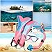 OXA Scuba Diving Snorkel Set including Dry Top Snorkel, 2-Windows Tempered Glass Mask and Trek Fins for Kids (Pink, S/M)