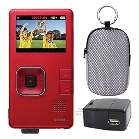 B-Stock Creative Vado HD Pocket Video Camera 8GB + Accessories Pack (Red)