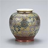 九谷焼 9号花瓶 本金青粒割取 【陶器,花器,フラワーベース】の画像
