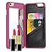 iPhone 6 PLUS/iPhone 6S PLUS Wallet Case, FLOVEME Hidden Mirror ID Credit Card Slots Holder Stand Feature Anti Scratch Shockproof Protective Flip Folio Hard Back PC Cover for Girls Women, Hot Pink