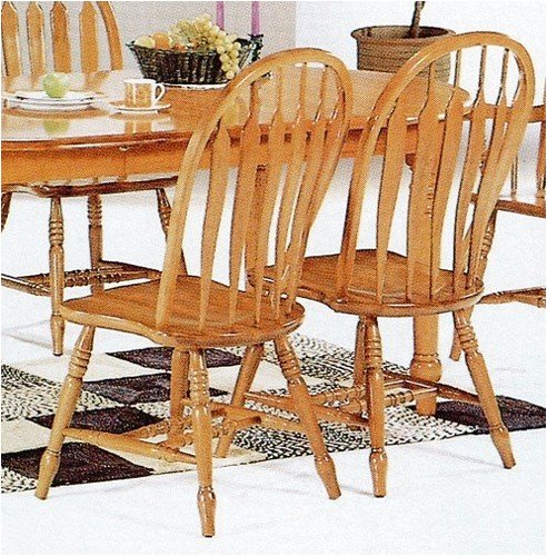 Set of 2 Oak Finish Philadelphia Arrow Back Windsor Dining Chairs