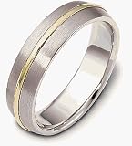 Platinum and 18 Karat Gold 6mm Comfort Fit Wedding Band Ring