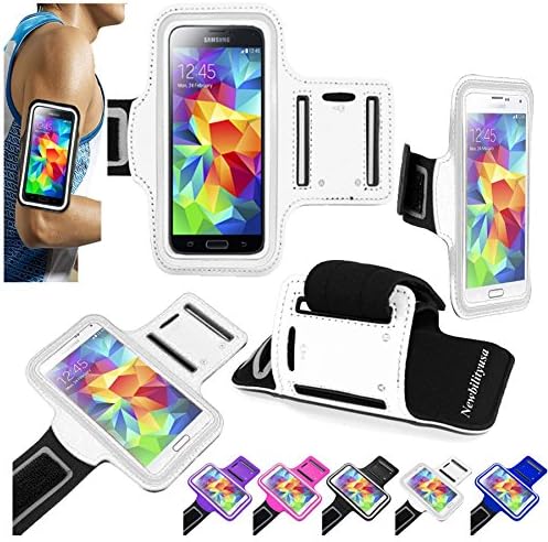Newbilityusa For Samsung Galaxy S5 Sports Running Gym Fitness Armband Arm Band Case Cover (white)
