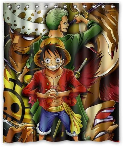 Japanese Anime One Piece Luffy Custom Design Shower Curtain Personalized Bath Curtain 60 * 72 Inch