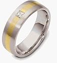 1 Diamond Platinum and 18 Karat Gold Comfort Fit Wedding Band Ring