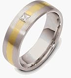 1 Diamond Platinum and 18 Karat Gold Comfort Fit Wedding Band Ring