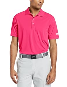 adidas Golf Men's Puremotion Solid Jersey Polo, Bahia Magenta/White, Large