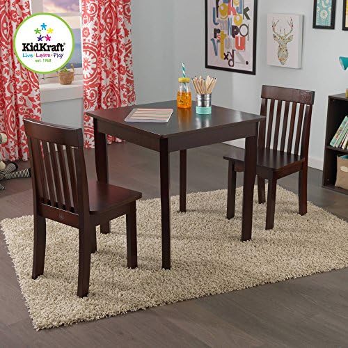 KidKraft Square Table and 2 Avalon Chairs Set, Espresso