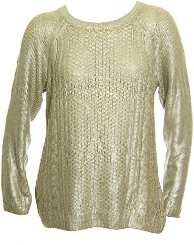 INC Women's Plus Size Long Sleeve Foil Shimmer Pull Over Sweater 2X Latte