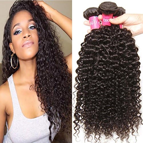 Longqi Hair Good Quality Brazilian Curly Hair Weave 3 Bundles Virgin Human Hair Extensions Unprocessed Natural Color 95-100g/pc (14 16 16inch)