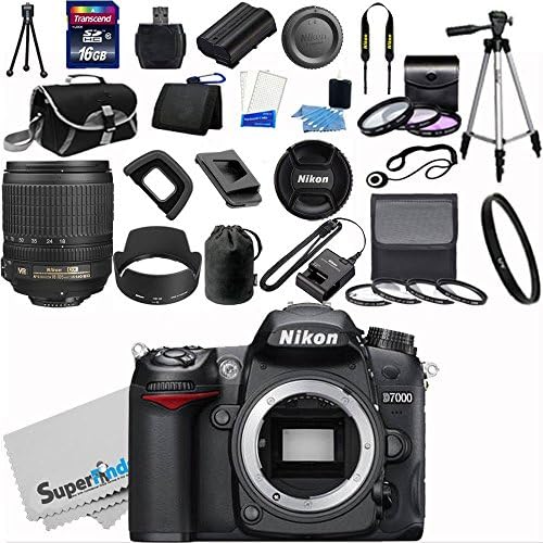 Nikon D7000 16.2MP DX-Format CMOS Sensor Digital SLR Camera (Black) Import Model with Nikon 18-105mm f/3.5-5.6G ED VR AF-S DX Nikkor Autofocus Lens + Full 32GB Deluxe Accessory Bundle