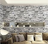 SOOMJ リビングルームのベッドルーム・ブラックのための3次元のにせの文化財煉瓦石造りの壁紙ロール