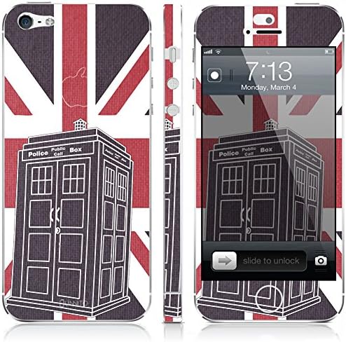 UnnitoTM iPhone 5 / 5S Skin [Full Body] *90 Day Warranty* Protective Vinyl Decal Cover [Custom] Wrap Sticker (Dr Who Union Jack)