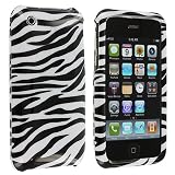 Black and White Stripes Zebra Skin Animal Design Snap-On Cover Hard Case Cell Phone Protector for Apple iPhone 3G