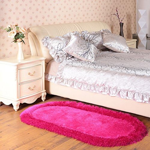 Trend Home Modern Minimalist Oval Thickened Stretch Yarn Bedroom Carpet Super Soft Shaggy Rug Non-slip Livingroom Area Rug Solid Home Decorator Floor Rug Door Mats (Pink, 2'3x4'6)