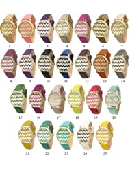 Wholesale Lot Of 10 Womens Geneva Chevron Style Leather Watch