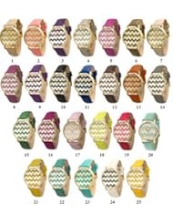 Wholesale Lot Of 6 Womens Geneva Chevron Style Leather Watch