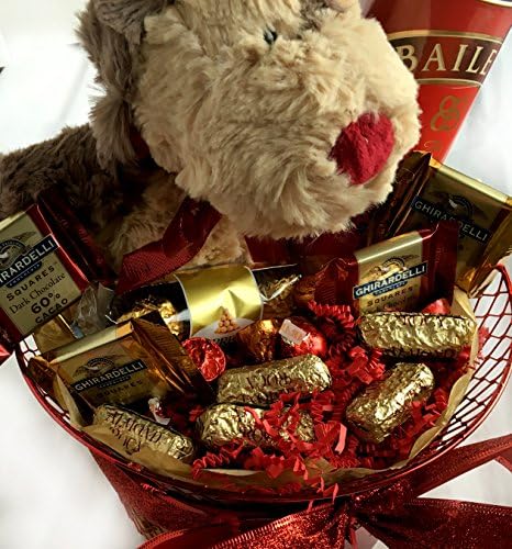 Red Valentine's Basket- 9" Plush with Assorted Chocolates