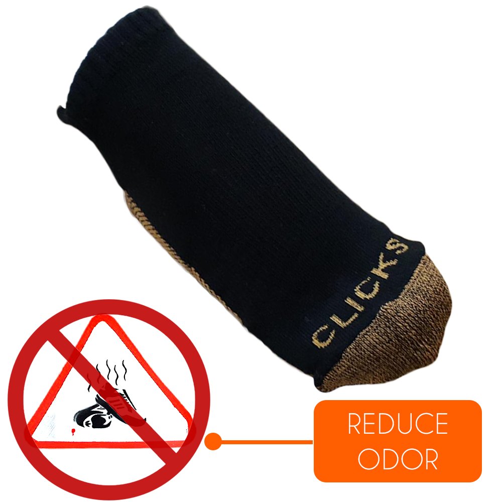 Copper kills the microbes that cause foot odor. You can now take off