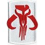 Star Wars - Mandalorian Emblem (Red Symbol on White) - Embroidered Iron On or Sew On Patch