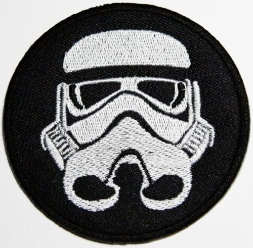 Star Wars - Round Black &amp; White Stormtrooper Emblem Logo - Embroidered Iron On