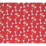 Pet Party Printz Candy Cane Treats Holiday Gift Wrap, 7 Square Feet, Red with Candy Cane Bones Wrapped in Green Bows