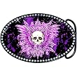 Austrian Crystal Powerful Purple Tribal Skull Belt Buckle