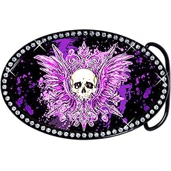 Austrian Crystal Powerful Purple Tribal Skull Belt Buckle
