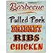 Barbecue Food Menu BBQ Restaurant Kitchen Metal Sign 12 x 16