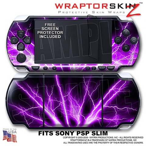 Lightning Purple WraptorSkinz Skin and Screen Protector Kit fits Sony PSP Slim