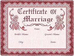 Certificate of Marriage Rose - 69 x 48 Blanket/Throw