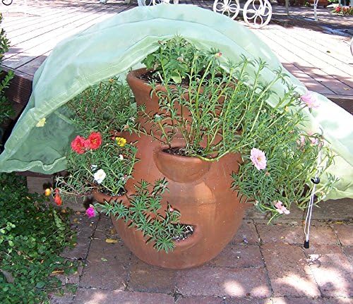 FROST PROTEK Container Junior Plant Cover for Medium Container Plants – Frost Cover/Insect Barrier/Freeze Damage – Garden Fabric for Plant Protection – 32“ Tall Dome Shape with Drawstring