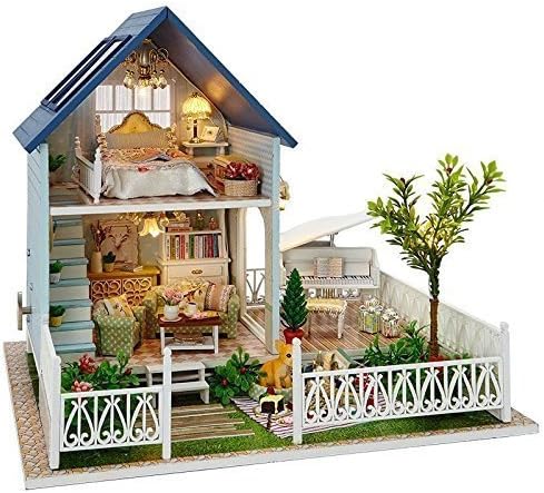 Ploy loving family furniture dollhouse - Miniature daccessories, wooden dollhouse kit ,mansion doll house with led lights , Christmas gift for children+ Nordic Holiday A030A by Ploy