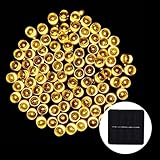 日本語説明書付き　2016　最新型　太陽発電 ソーラー 充電式 LED イルミネーション 発光モードは8パターン 計200球　 20m 屋外 防水 光センサー内蔵 自動ON/OFF (ジャパンゴールド
