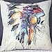 Wkae® Decorative Cotton Linen Square Throw Pillow Case Cushion Cover Throw Pillow Shell Pillowcase for Sofa Indian Totem Skull Head Pattern