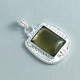 Silver Plated Smokey Quartz Pendant Medallion - Ladies Necklace Charm (1 inch)