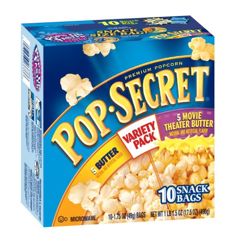 Pop Secret Snack Size Variety Pack (Butter & Movie Theater Butter), Microwavable Popcorn, 10-Count, 17.5-Ounce Box (Pack of 3)
