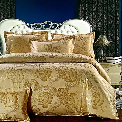 Home Feeling jacquard bedding series Golden Peony Quilt cover & Flat sheet & Pillowcase