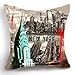 Ojia Retro Vintage New York City 18 X 18 Inch Cotton Linen Home Decorative Throw Cushion Cover/Pillow Sham