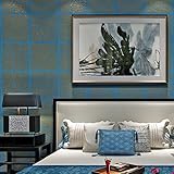 (ハンメロ)Hanmero壁紙 ハンカチーフ織物調 はがせる 不織紙 のりなし リビング部屋diyリフォーム用 53cm×10m ブルー QZ0566