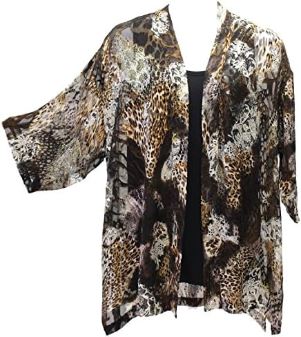 Women's Hand Painted Wild Thing Silk Kimono Jacket Plus Size Art to Wear