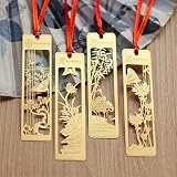 Metal Bookmark Golden Hollow Mini Cute Creative Book Mark Chinese style Plum flower(mei),Orchid (lan),Bamboo(zhu),Chrysanthemum (ju)Set of 4