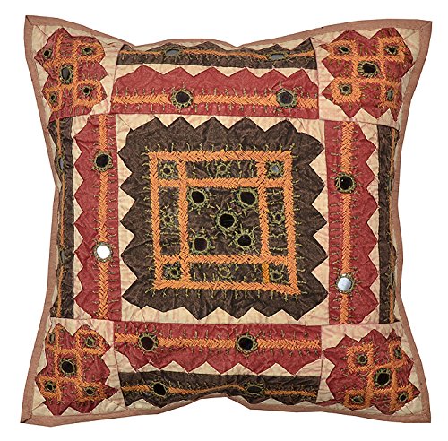Imagen 2 de Cojín de algodón Cubre Con Hilo Cut & Size Mirror Patch Work 17 x 17 Pulgadas Juego de 5 piezas