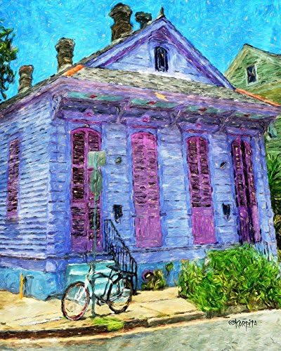 New Orleans Colorful Lavender House Pink Door Art Print - Korpita