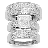 10K White Gold Diamond Wedding Band Set 0.76 Ctw